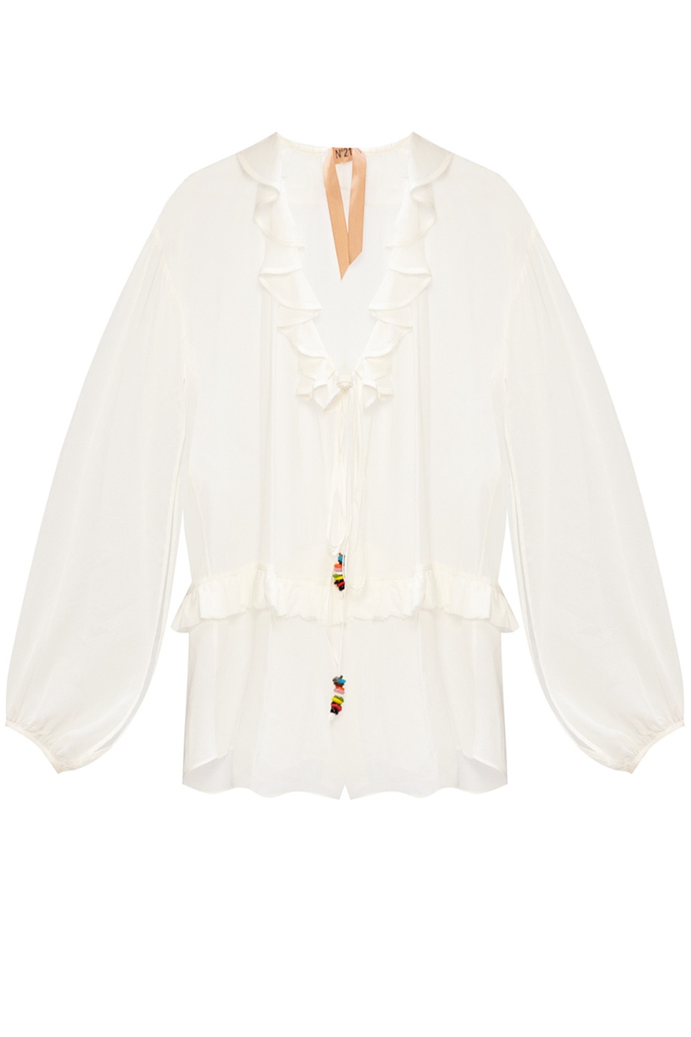 White Silk shirt with tie neck N°21 - Vitkac Spain